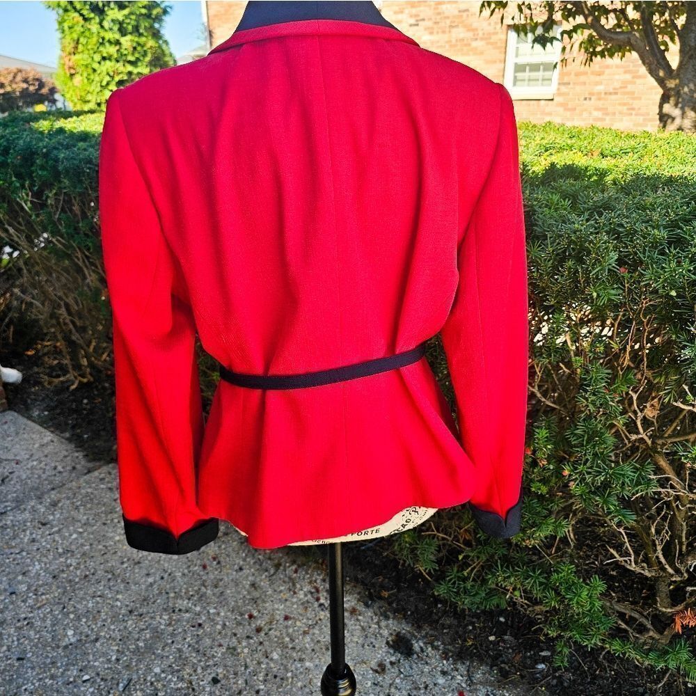 VTG Kasper A.S.L Petite Red & Navy Blue Chic Blazer. - Picture 9 of 15